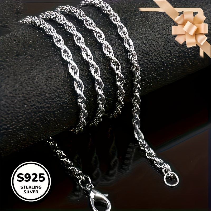 Women's 925 Silver Twisted Rope Chain Necklace